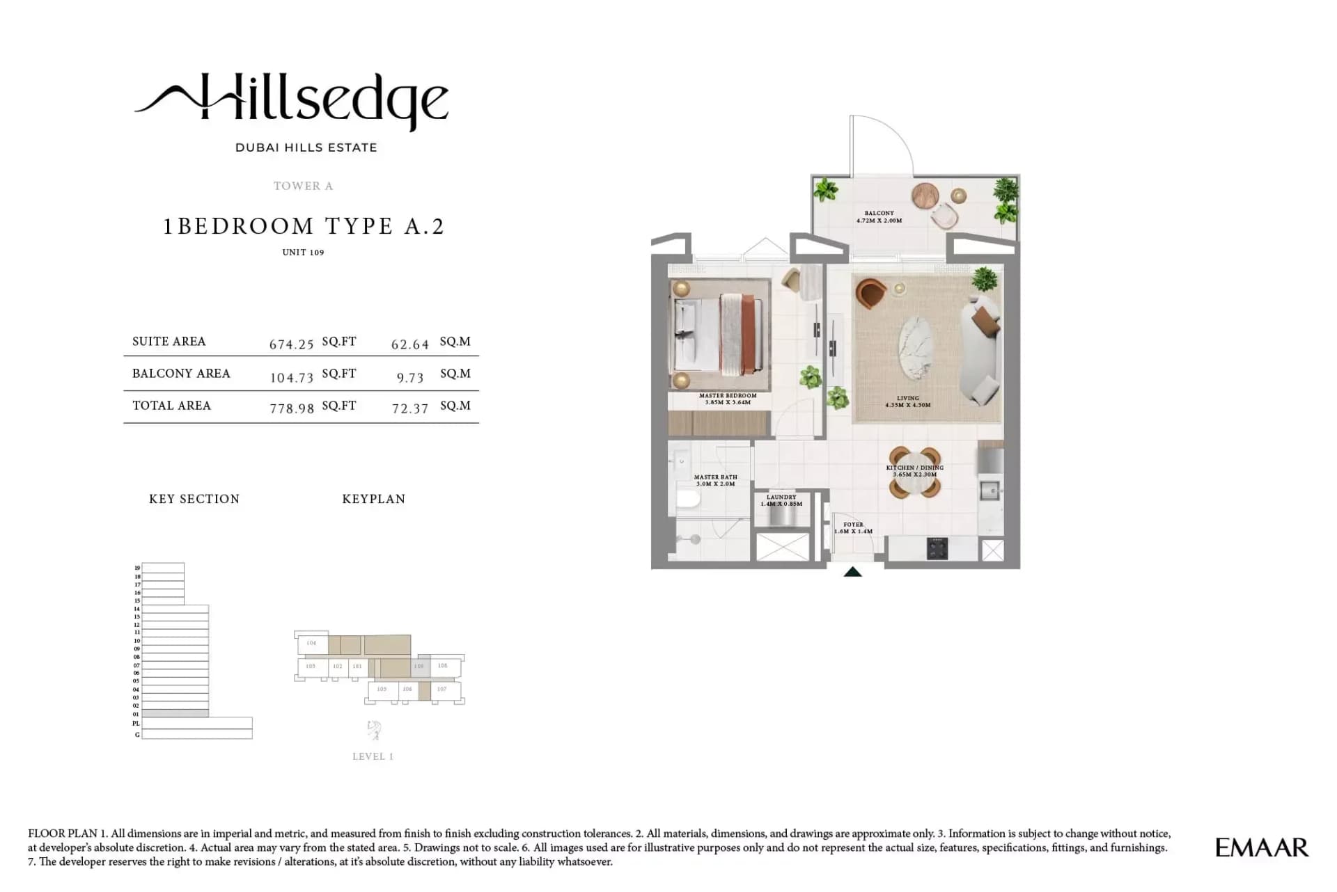 Hillsedge — 1 Bedroom Apartment floor plan